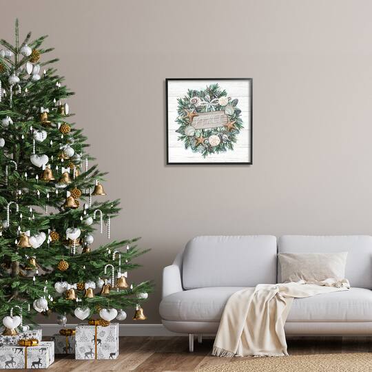 Stupell Industries Sea Life Holiday Peace Wreath Framed Giclee Art